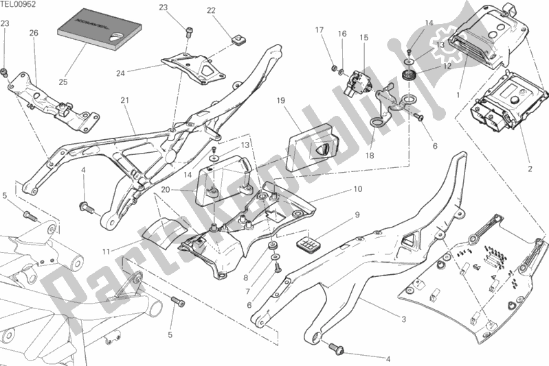 All parts for the Rear Frame Comp. Of the Ducati Diavel Xdiavel Thailand 1260 2016